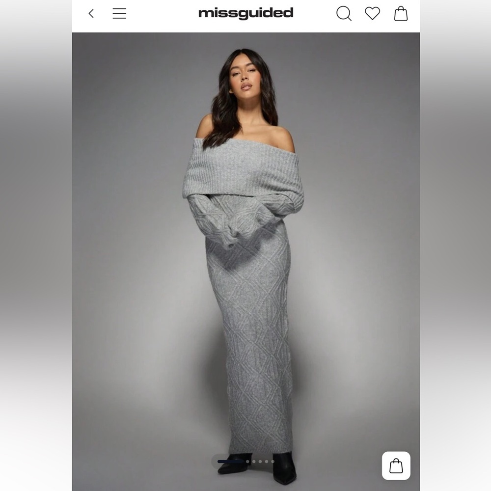 Missguided Silver Off-Shoulder Maxi Dress